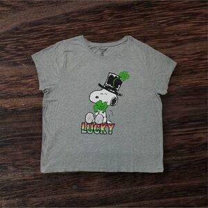 Peanuts Gray Tee with Lucky Snoopy Graphic